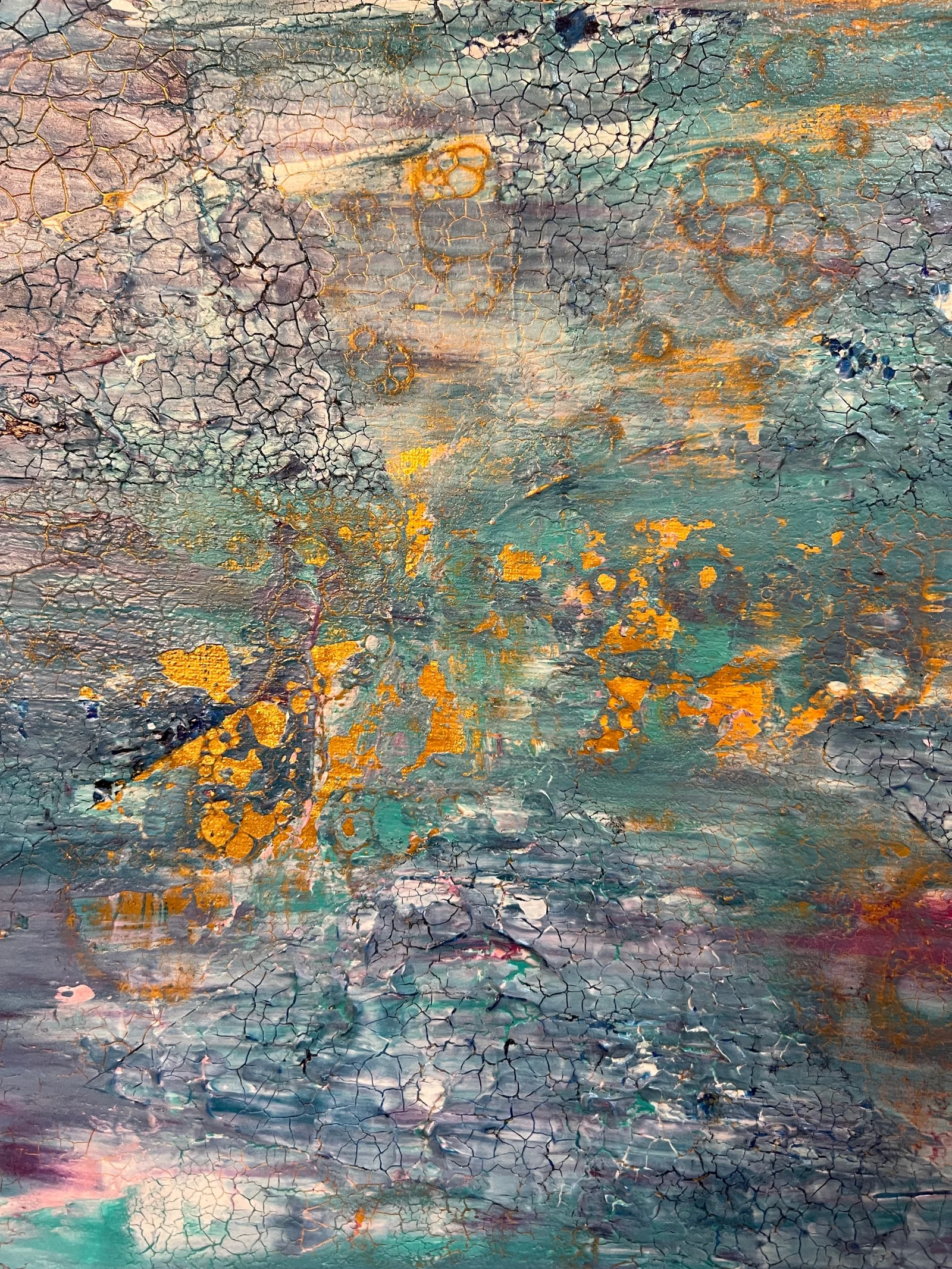 Close-up of the crackled textures in Tidal Reflections.